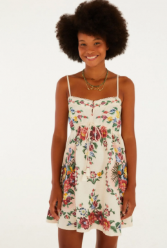 VESTIDO CURTO ESTAMPADO TAPETE DE FLOR FARM REF 366738