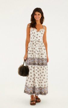 VESTIDO LONGO ALÇAS ESTAMPADO ROSA RIO FARM REF 370734