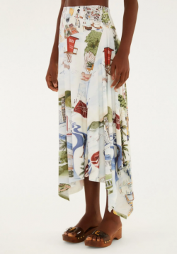 SAIA MIDI RECORTE ESTAMPADA ENCANTO DO RIO FARM REF 367641
