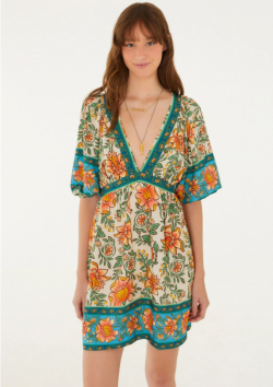 VESTIDO CURTO ESTAMPADO JARDIM BOHO FARM REF 370714