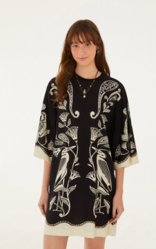 VESTIDO T-SHIRT BIG ESTAMPADO PATCH TROPICAL FARM REF 367012
