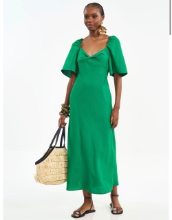 VESTIDO MIDI COM TORÇÃO E MANGAS CURTAS COLCCI REF 440115511