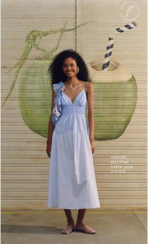 VESTIDO ALCINHAS LISTRA JULIA FARM REF 370410