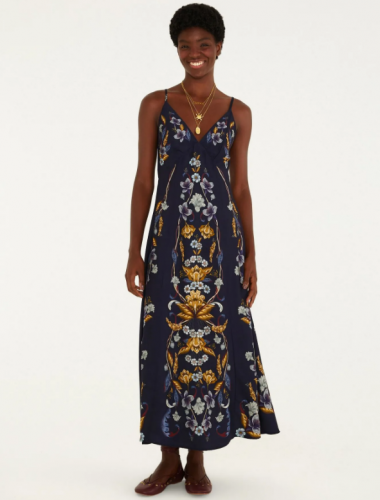 VESTIDO ALÇA ESTAMPADO FLORAL MAYE AZUL FARM REF 370858