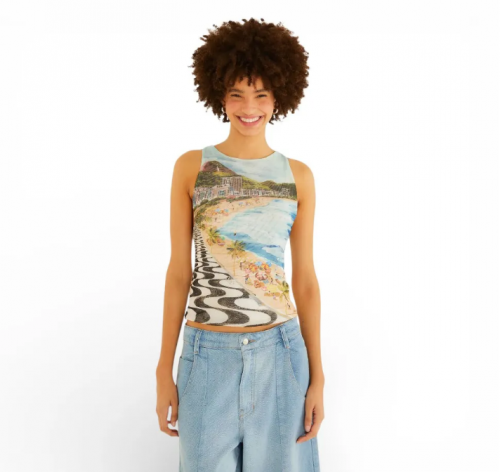 BLUSA TULE ESTAMPADA COPACABANA- FARM REF 357565