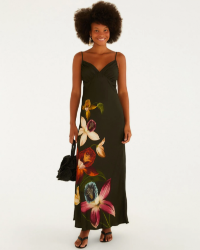 VESTIDO LONGO ALCINHA ESTAMPADO MAXI ORQUÍDEA FARM  REF 360729