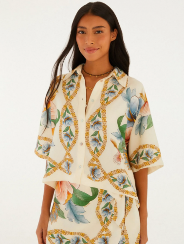 CAMISA LENÇO ESTAMPADA JARDIM REAL FARM REF 370711