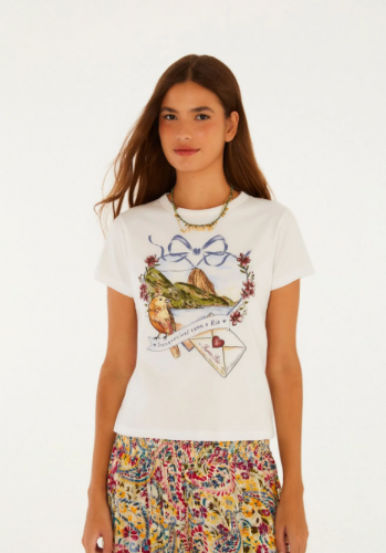 T-SHIRT BABY LOOK CARTA DE AMOR FARM REF 369912