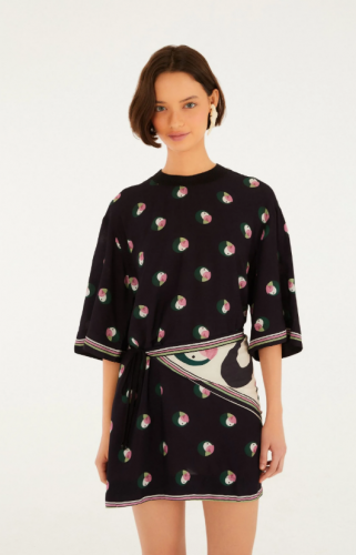 VESTIDO T-SHIRT ESTAMPADO POA ARARINHA FARM REF 366687