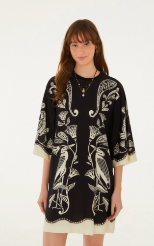 VESTIDO T-SHIRT BIG ESTAMPADO PATCH TROPICAL FARM REF 367012