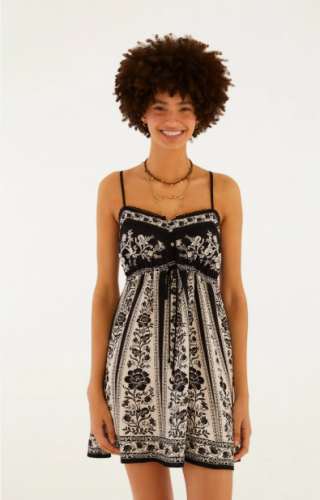 VESTIDO CURTO FLORAL DELICADO FARM REF 366722