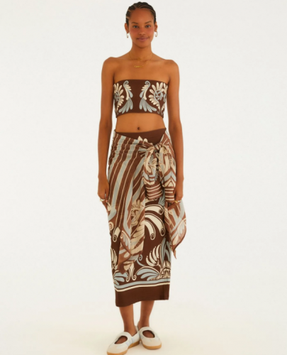 SAIA MIDI RETA ESTAMPADA COLETÂNEA TROPICAL FARM REF 361757